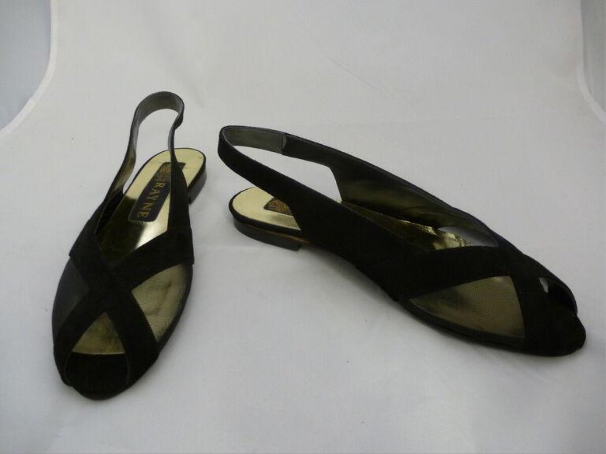 Pair of Black Peep Toe Slingback Sandals