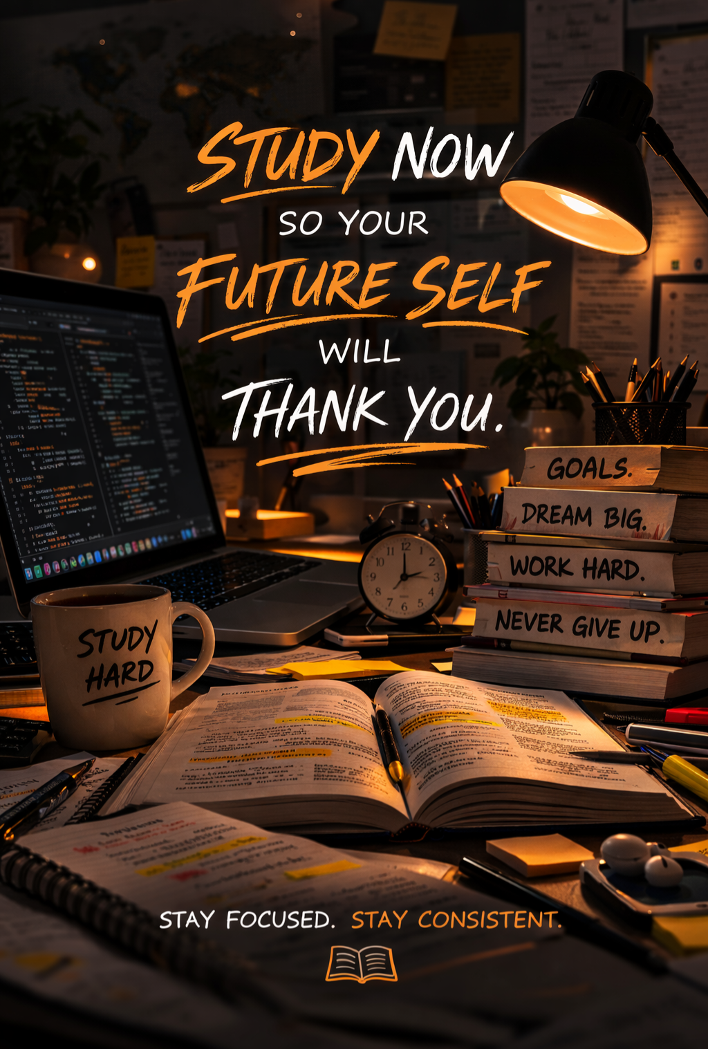 Motivational Study Desk Scene