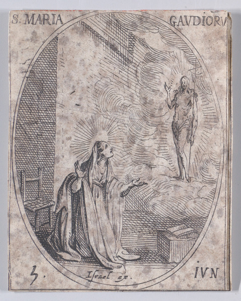 Oval Etching of Saint Mary in Prayer