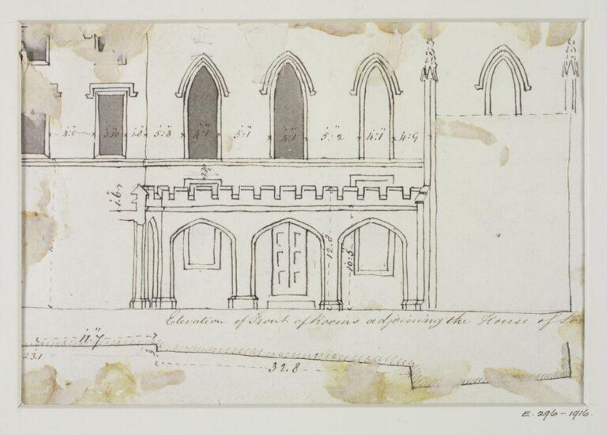 Hand-drawn Gothic Building Elevation Sketch