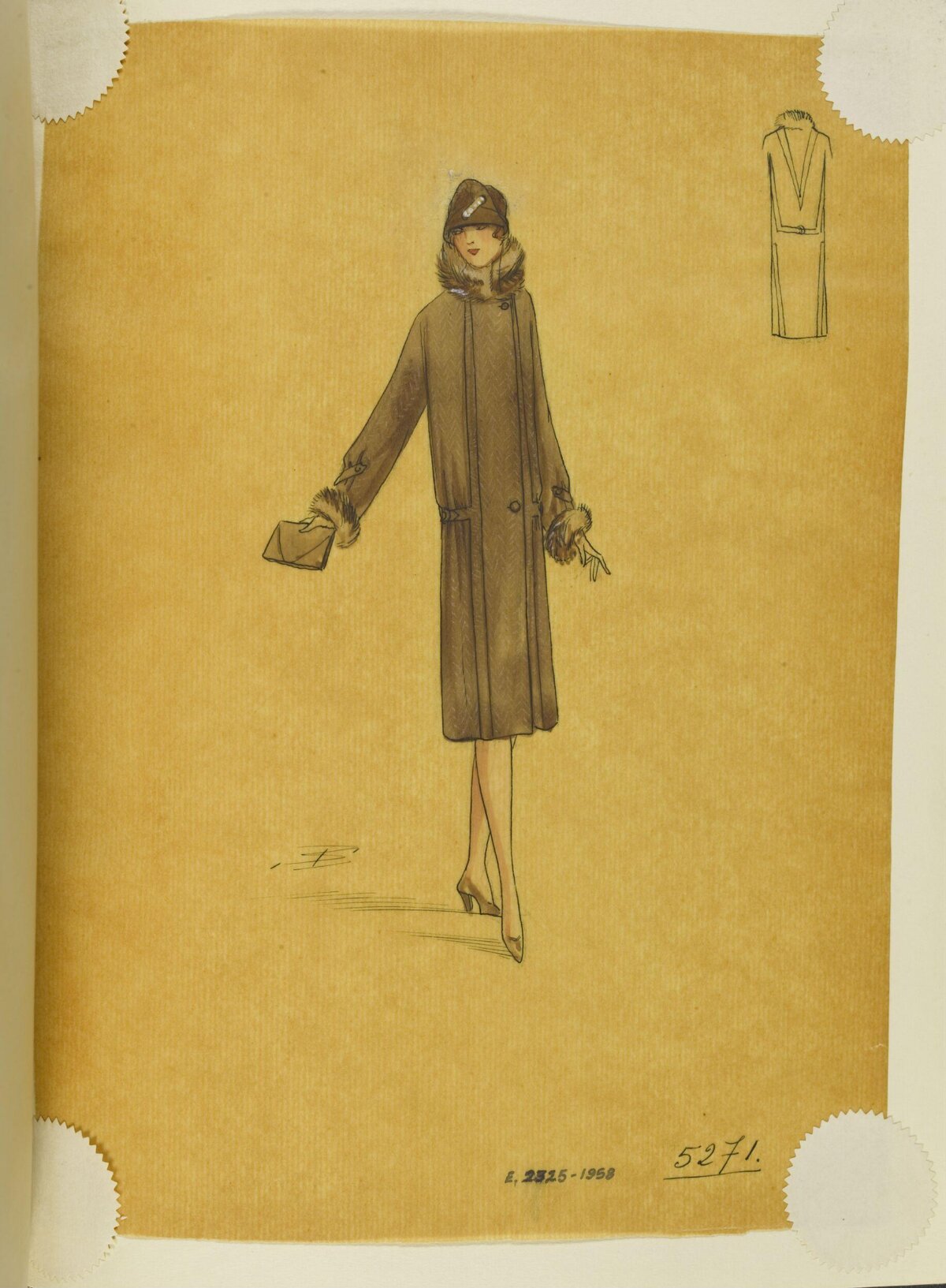 Vintage Women's Coat Fashion Sketch