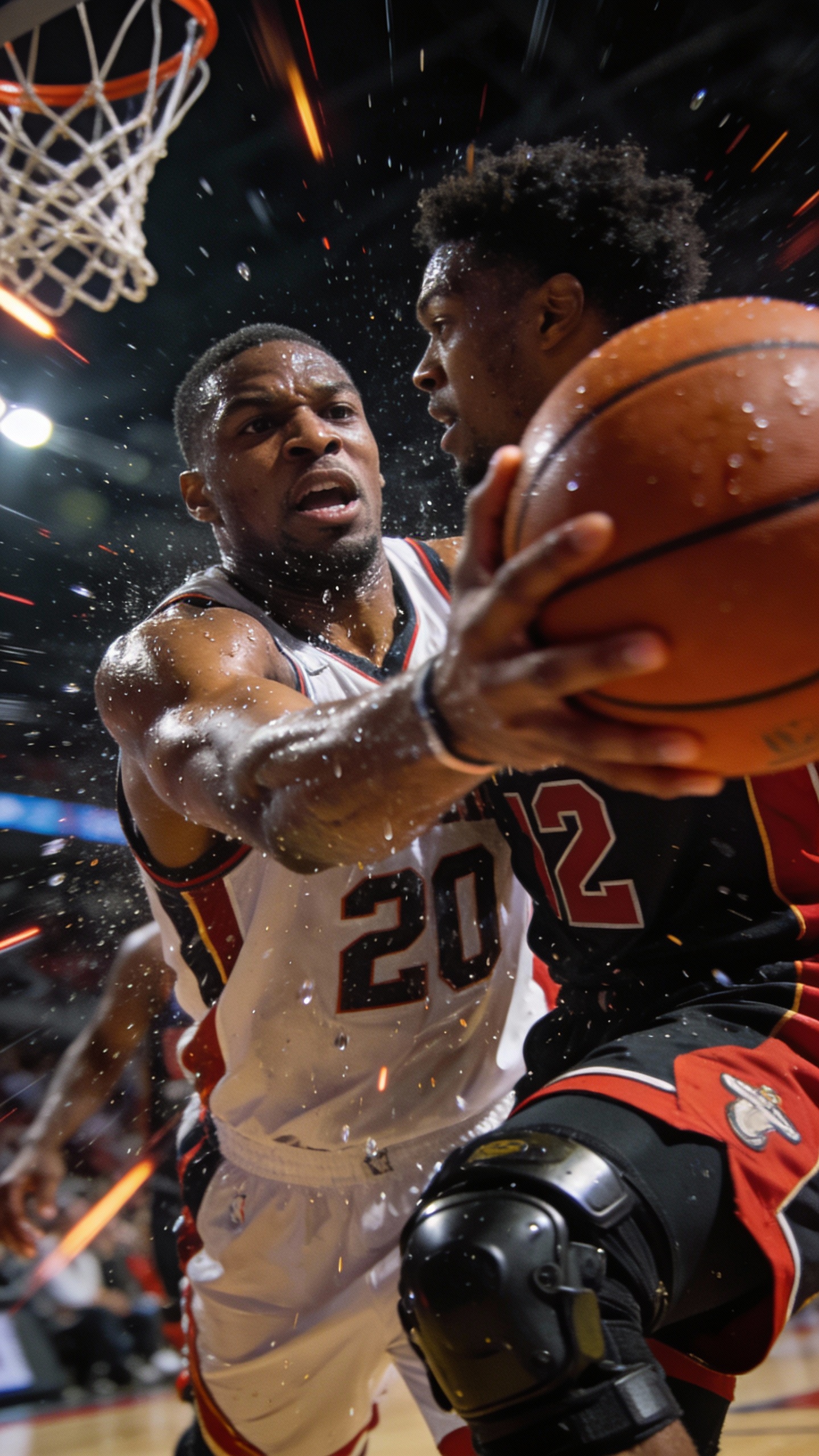 Intense Basketball Game Action