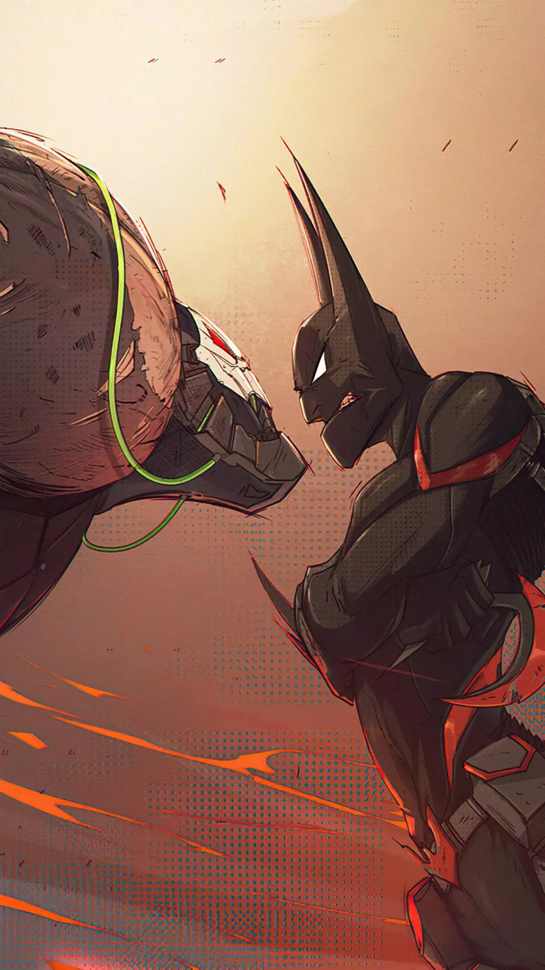 Batman Confronting Armored Opponent