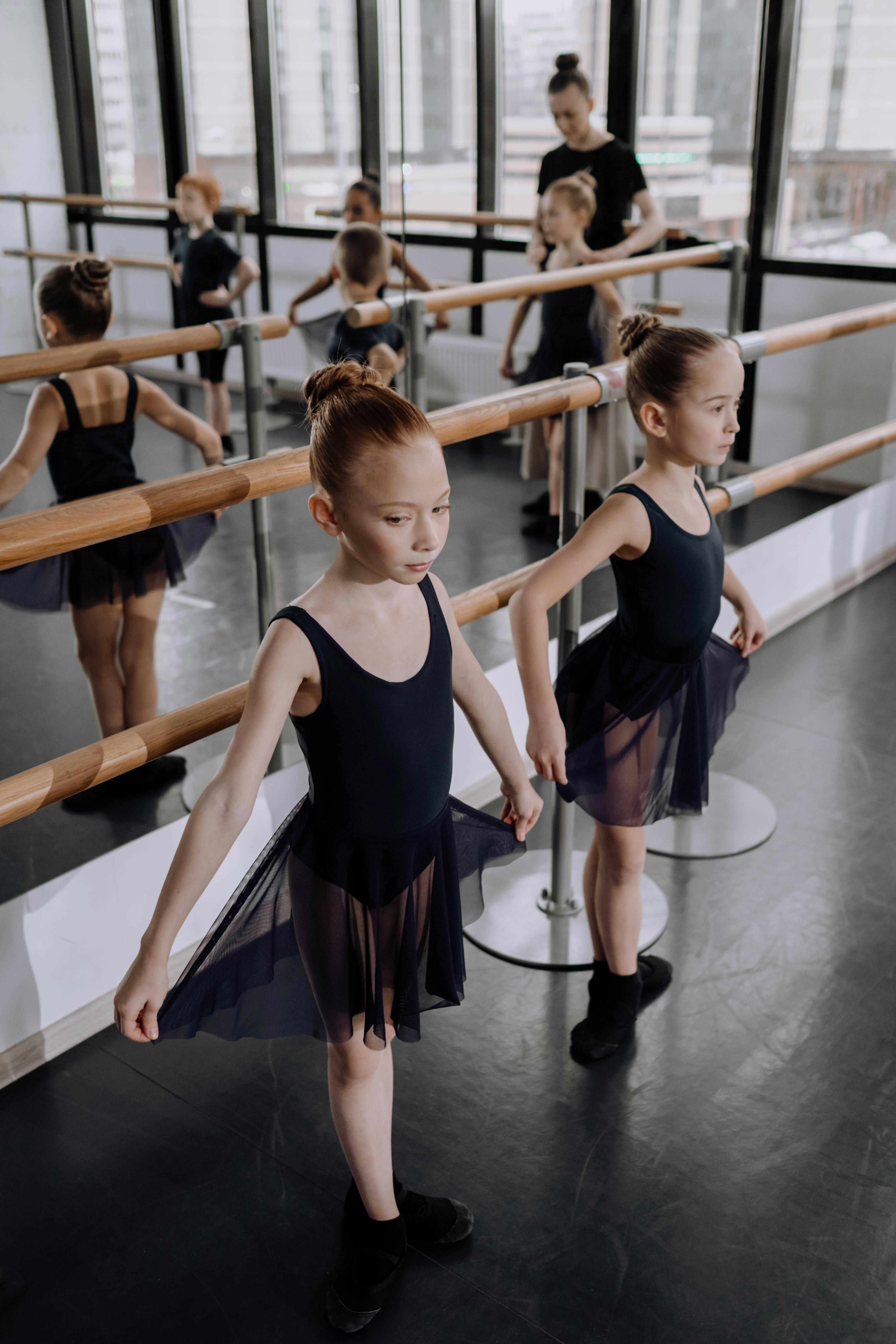Young Ballerinas Practicing in Studio