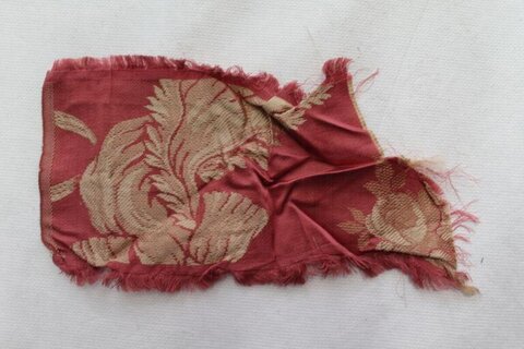 Frayed Red Floral Fabric Scrap