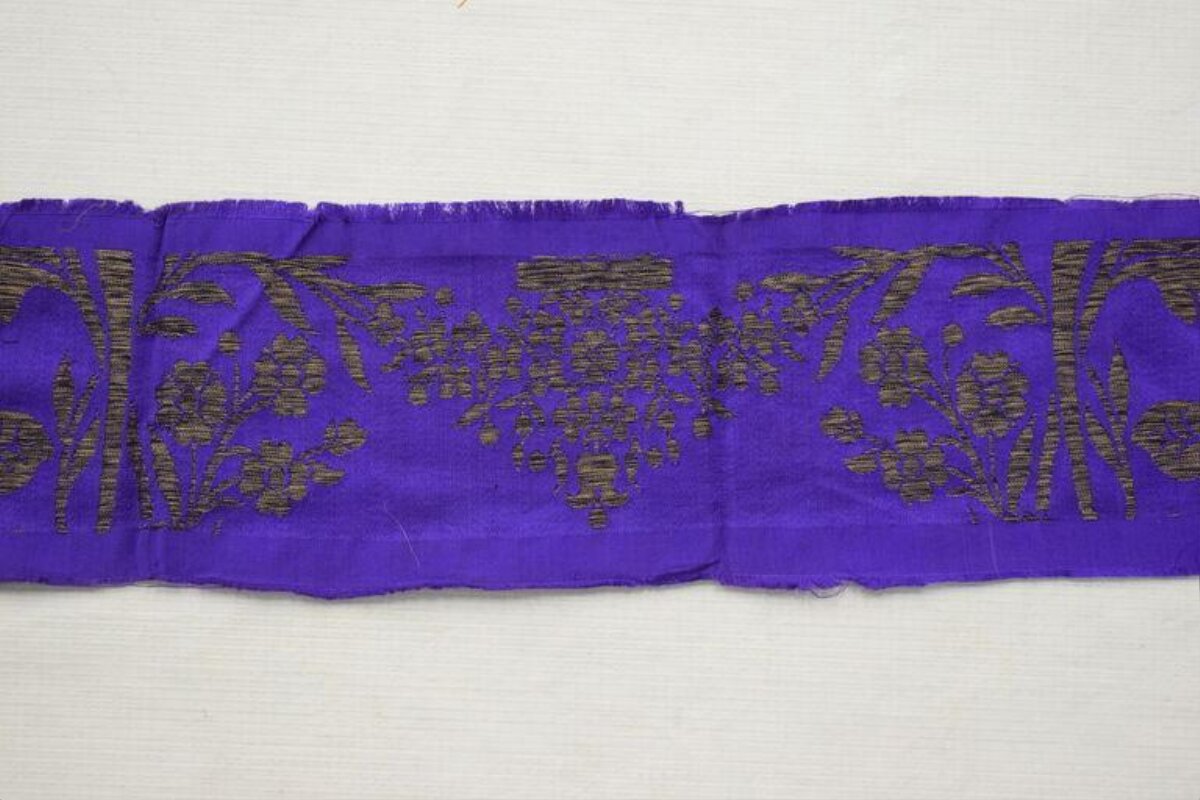 Purple Floral Woven Fabric Trim