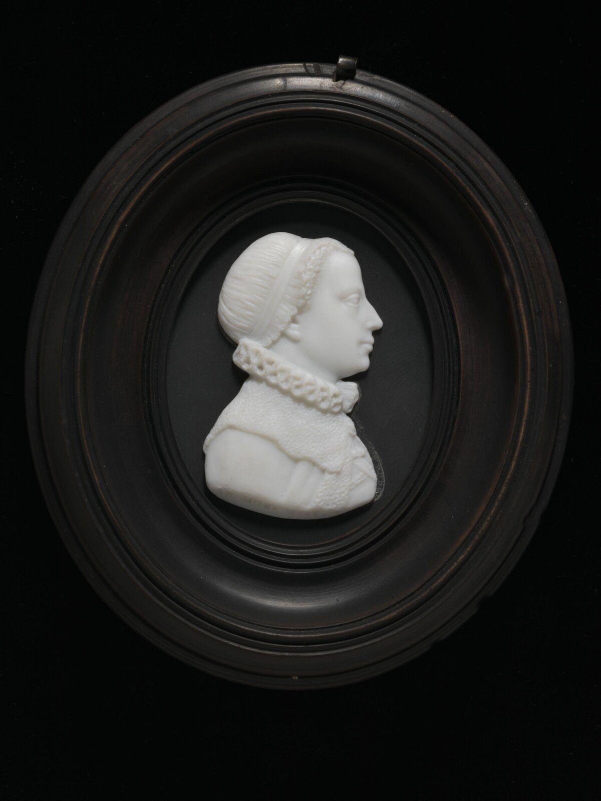 Framed Female Portrait Cameo Carving