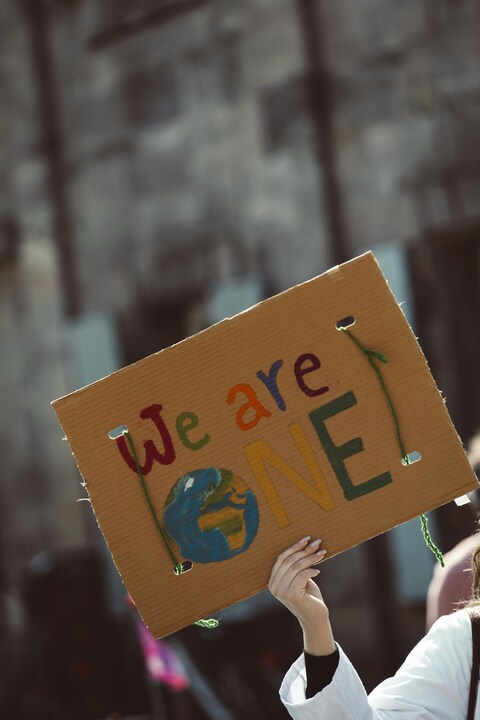 We Are One Climate Protest Sign