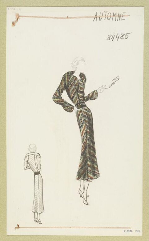 Vintage Autumn Fashion Design Sketch