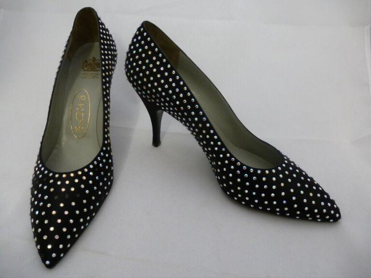 Black Studded Pointed Toe High Heels