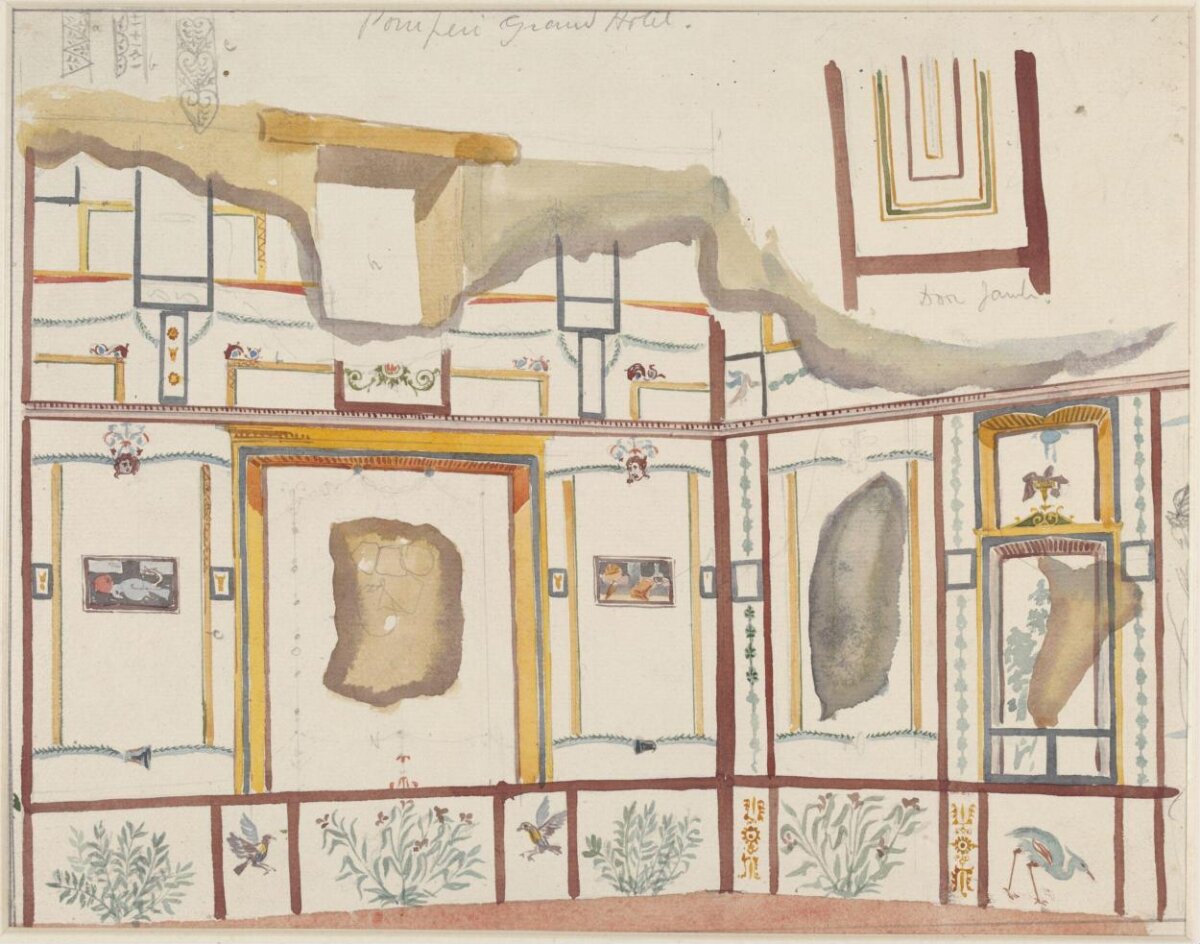 Watercolor Sketch of Pompeii Wall Fresco