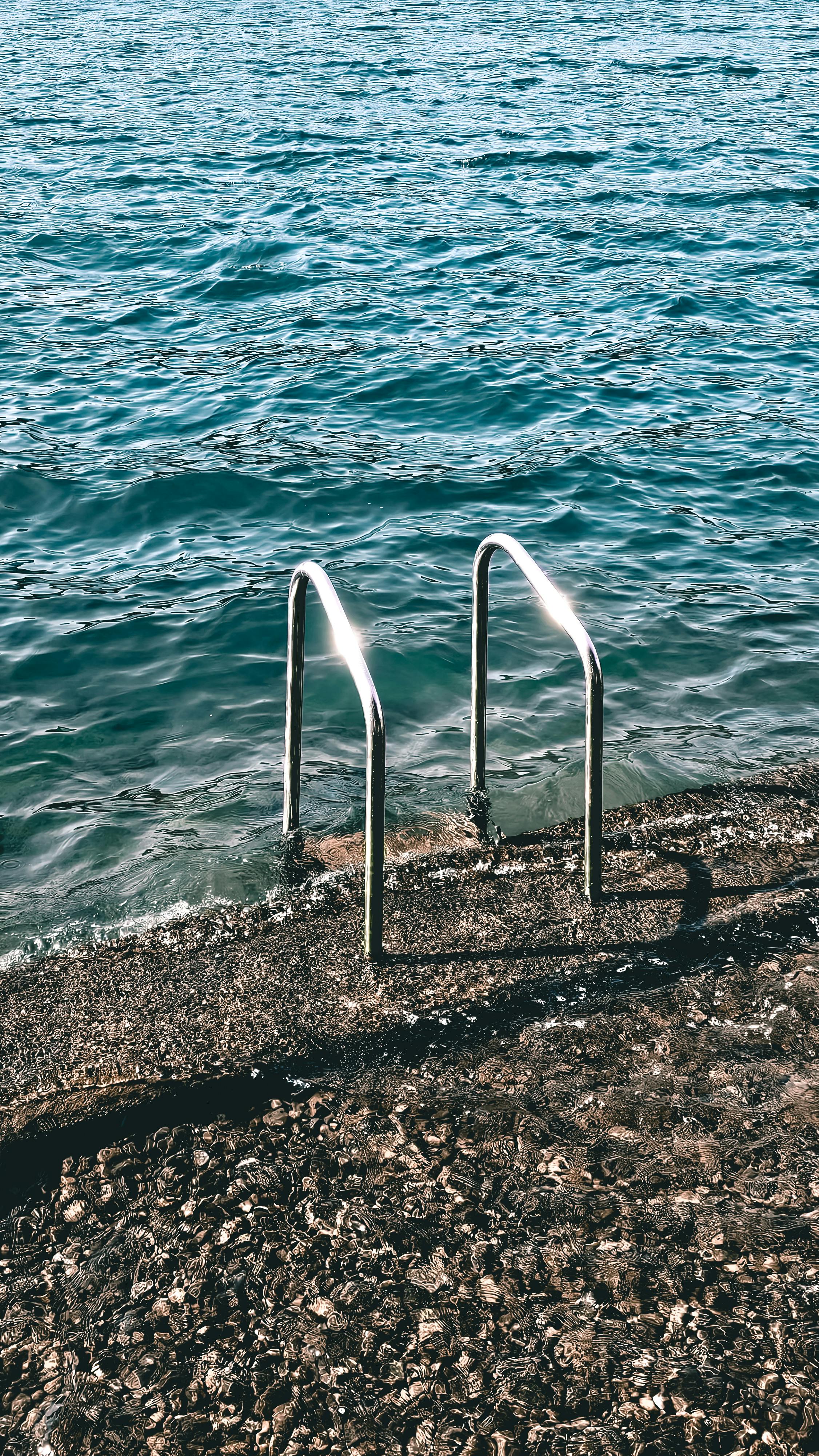 Water Entry Ladder on Rocky Shore