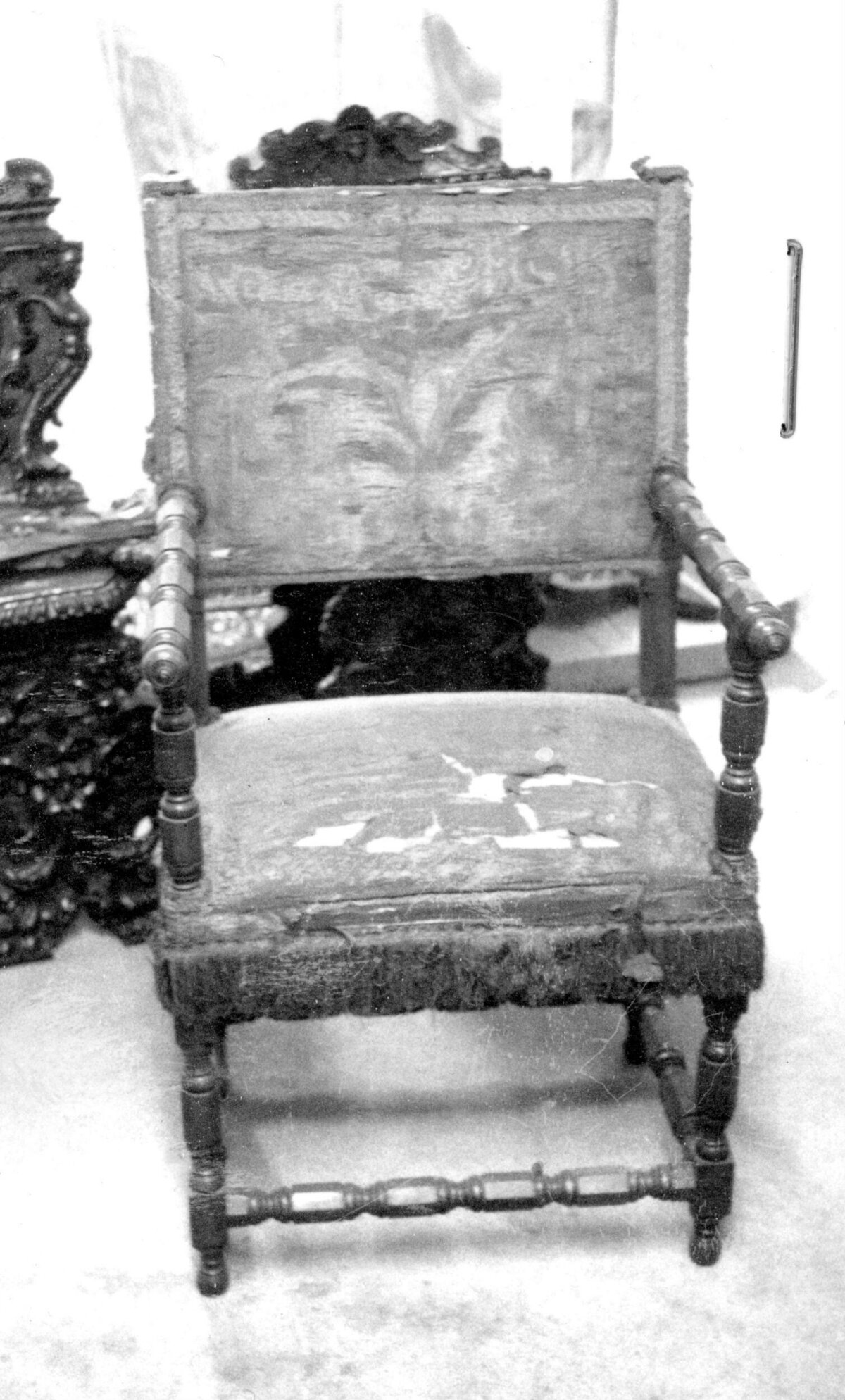 Vintage Damaged Upholstered Armchair
