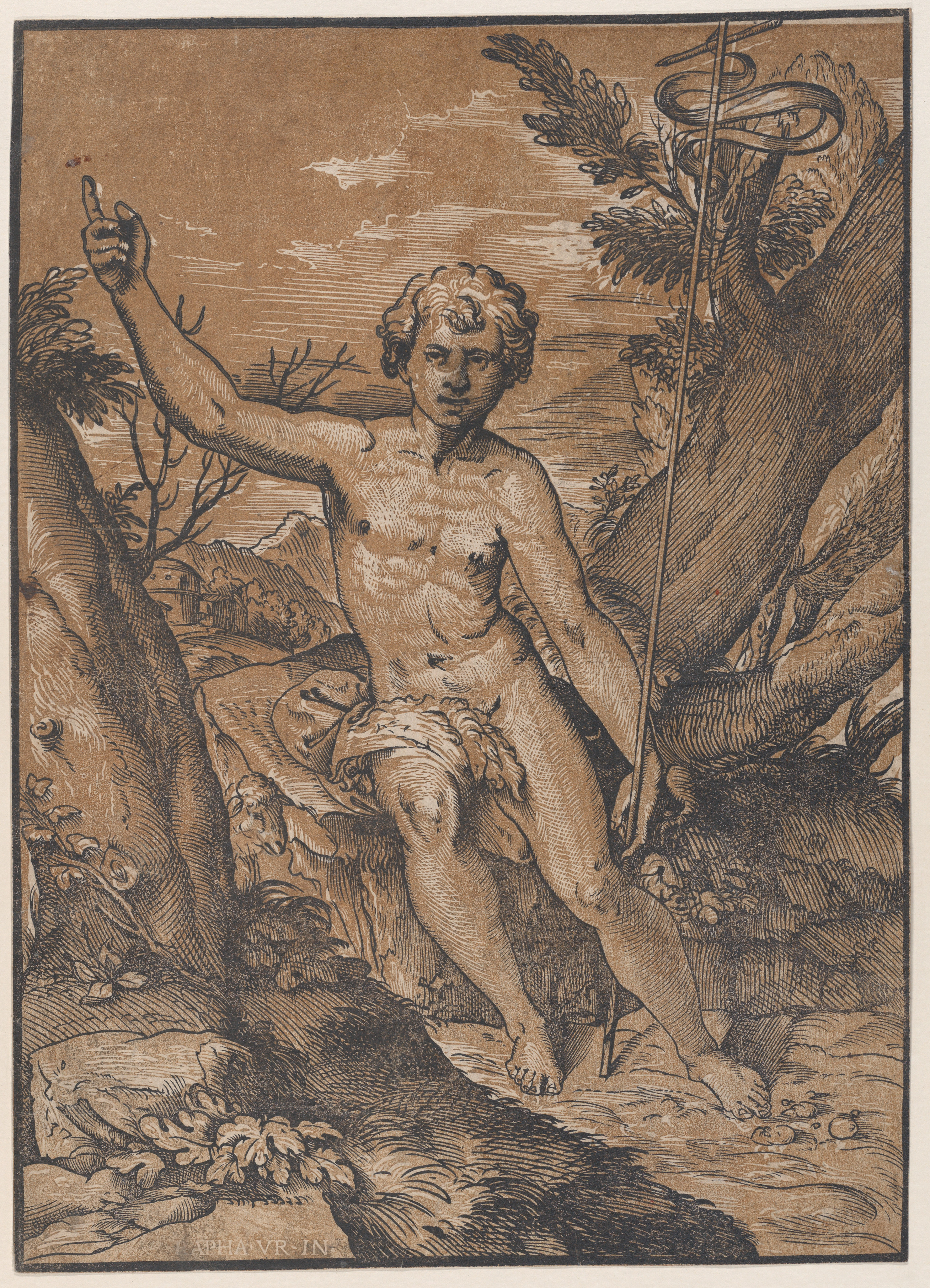 Antique Print of Saint John the Baptist