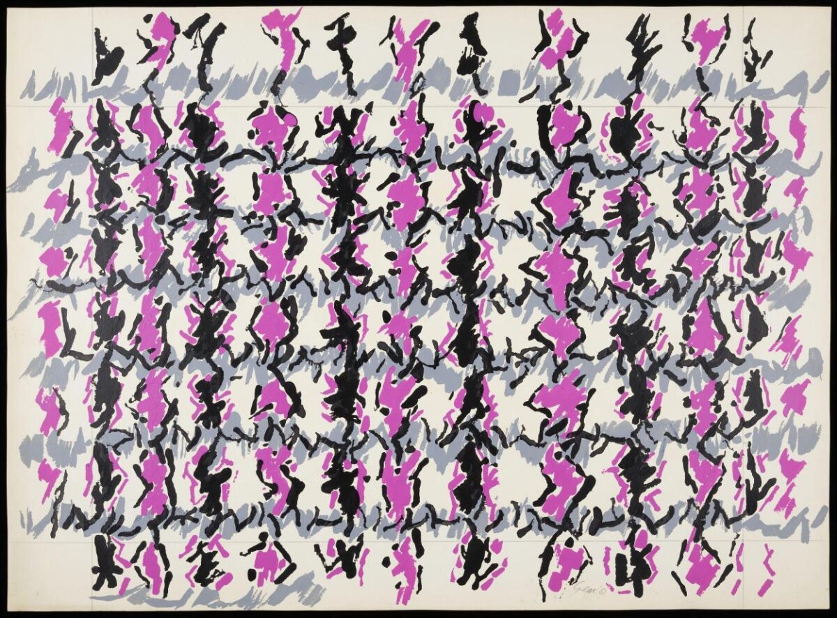 Pink Black Abstract Brushstroke Art