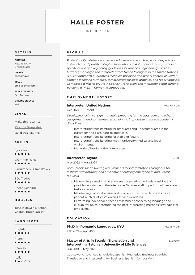 Interpreter Resume Samples & Guide_19