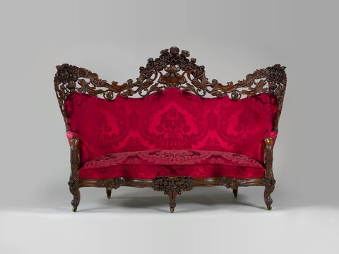 Carved Antique Red Sofa