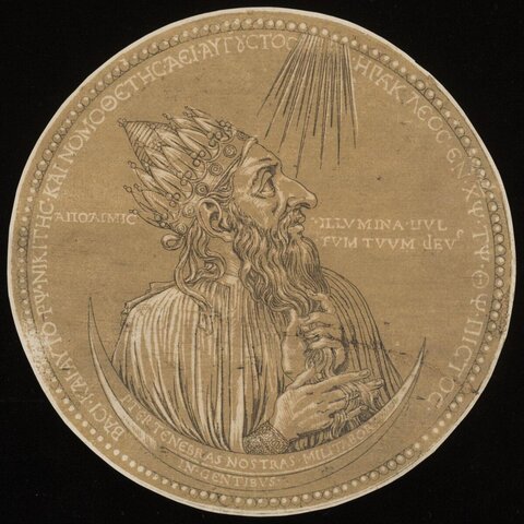 Circular Engraving of Crowned King