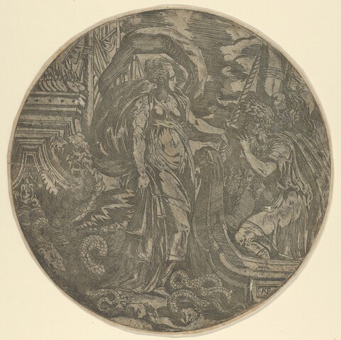 Circular Classical Myth Engraving