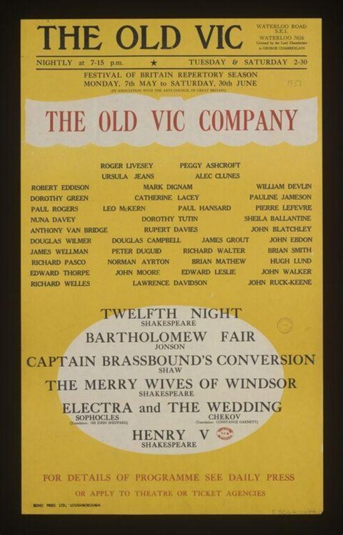 The Old Vic Repertory Season Poster