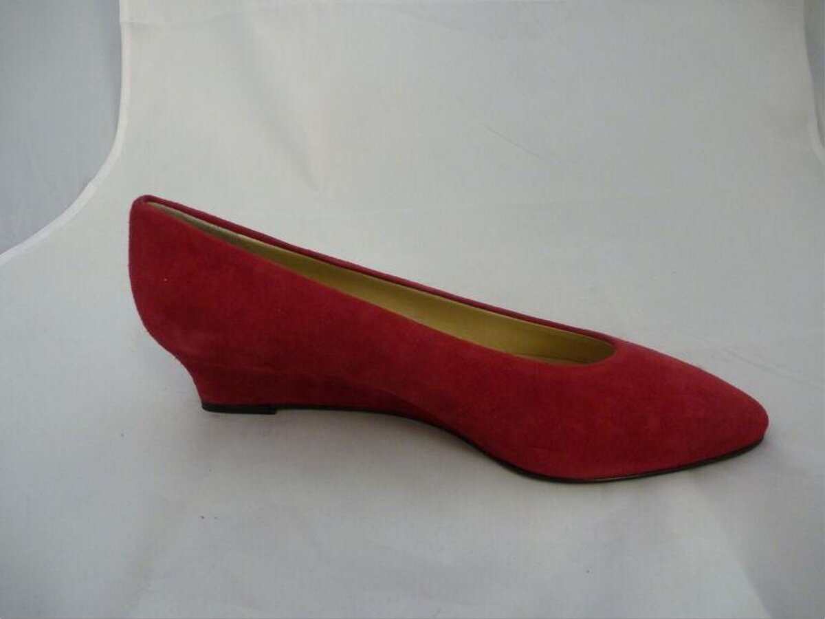 Red Suede Wedge Pump