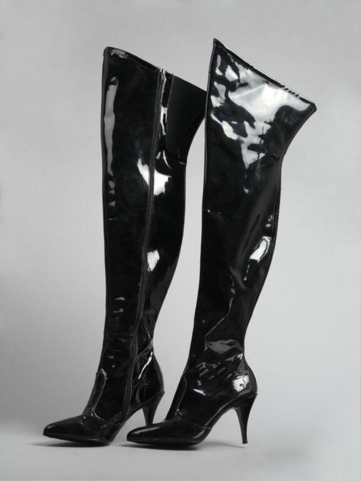 Black Patent Over-the-Knee High Heel Boots