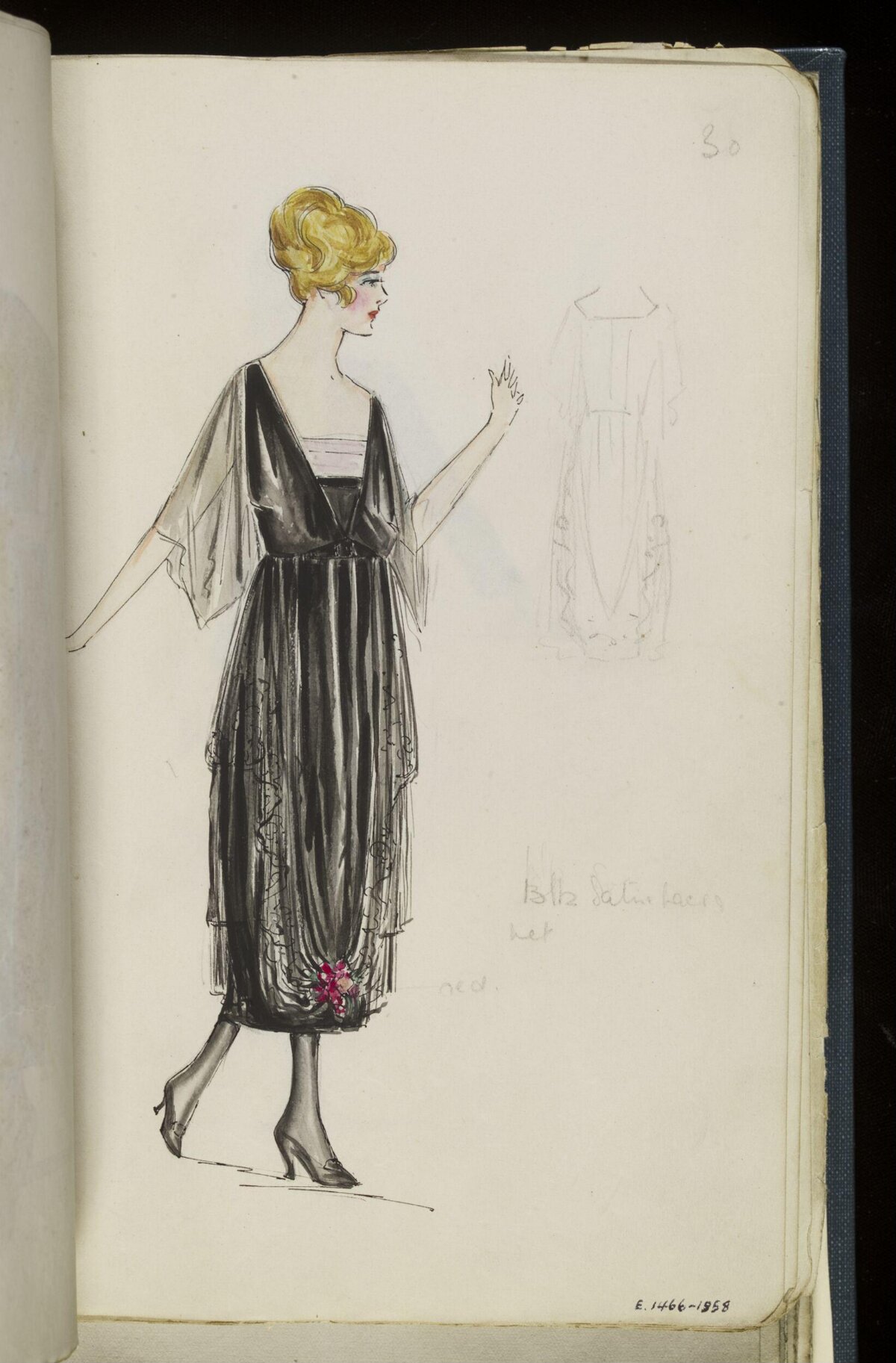 1920s Black Dress Fashion Sketch