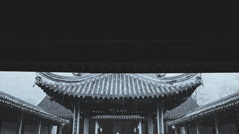 Traditional Chinese Courtyard in Snow