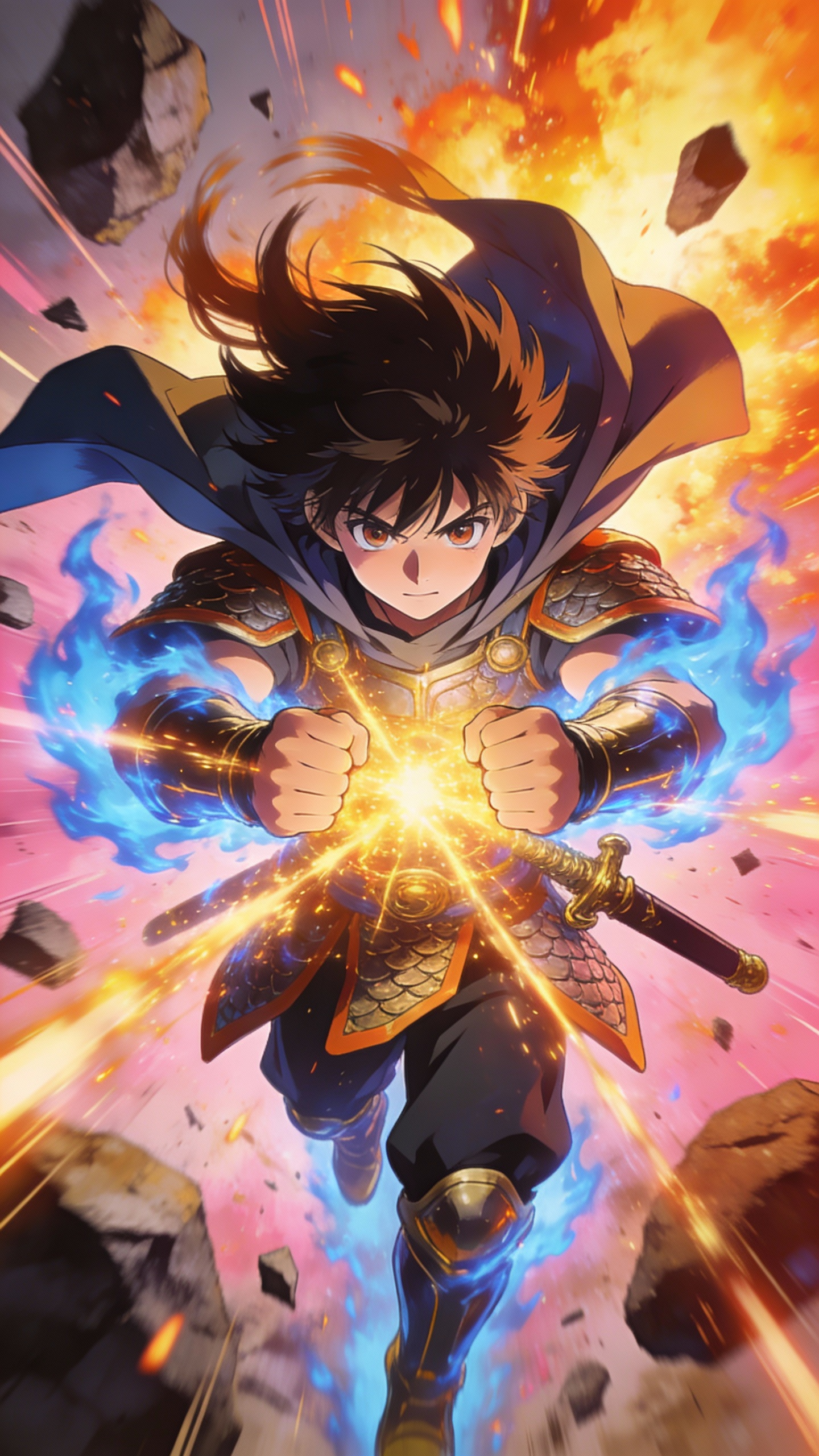 Anime Warrior Charging Into Battle