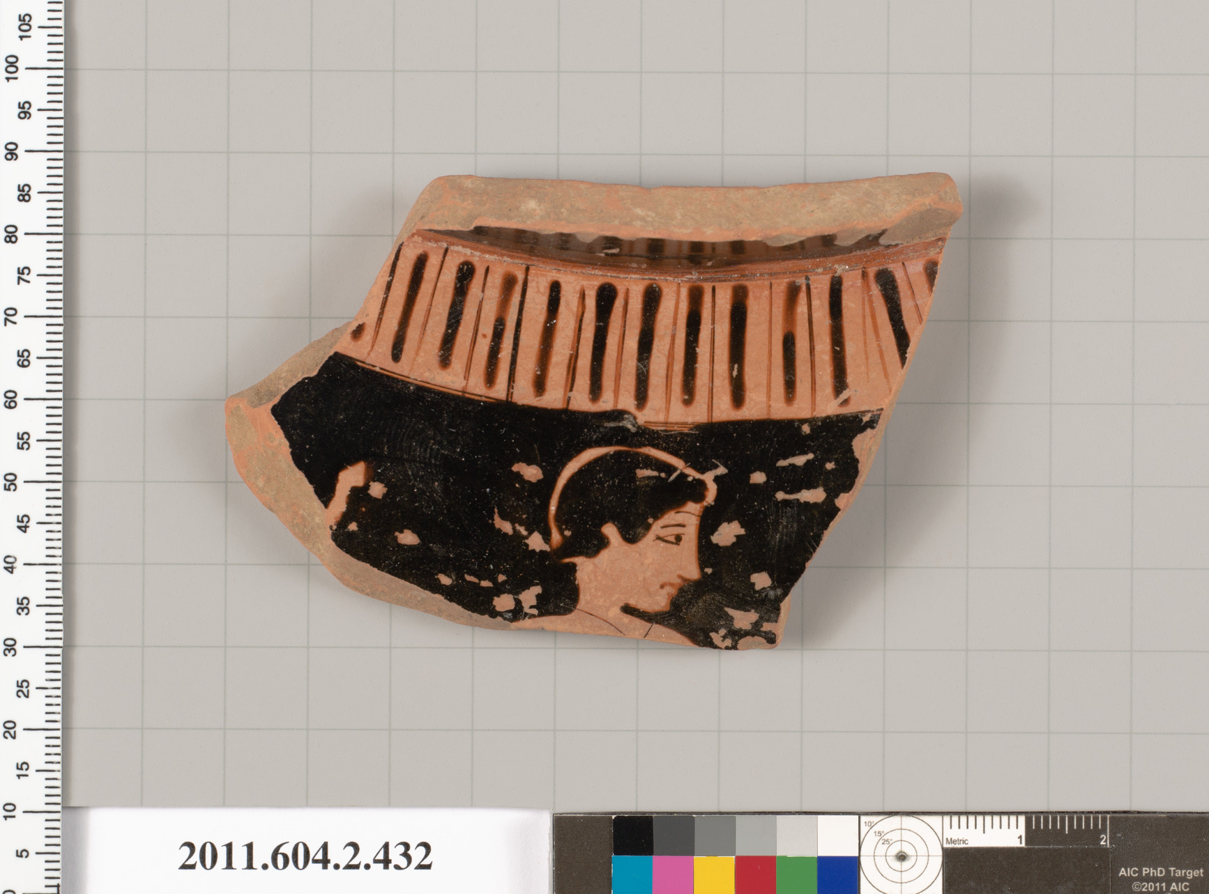 Ancient Pottery Fragment with Portrait