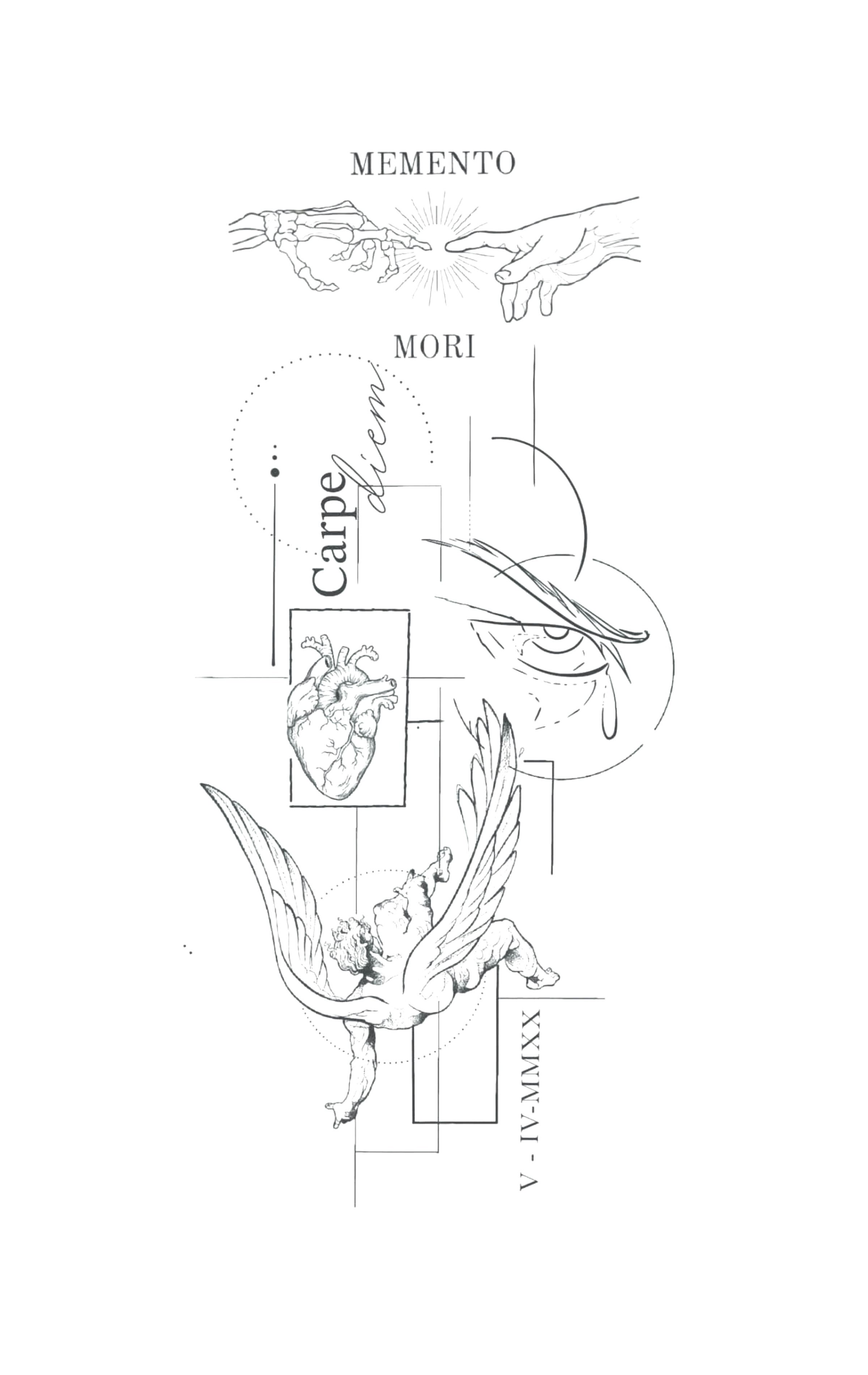 Memento Mori Collage Tattoo Design