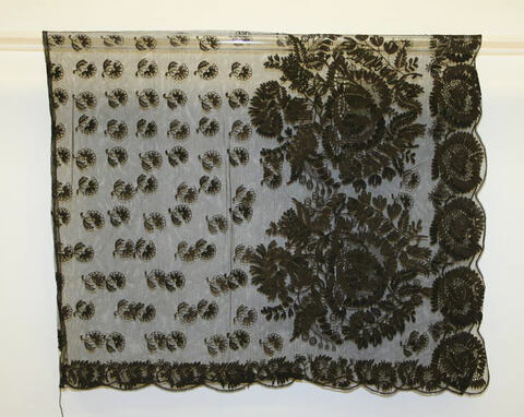 Black Floral Embroidered Lace Textile