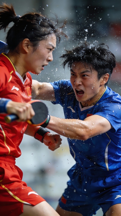 Intense Table Tennis Competition