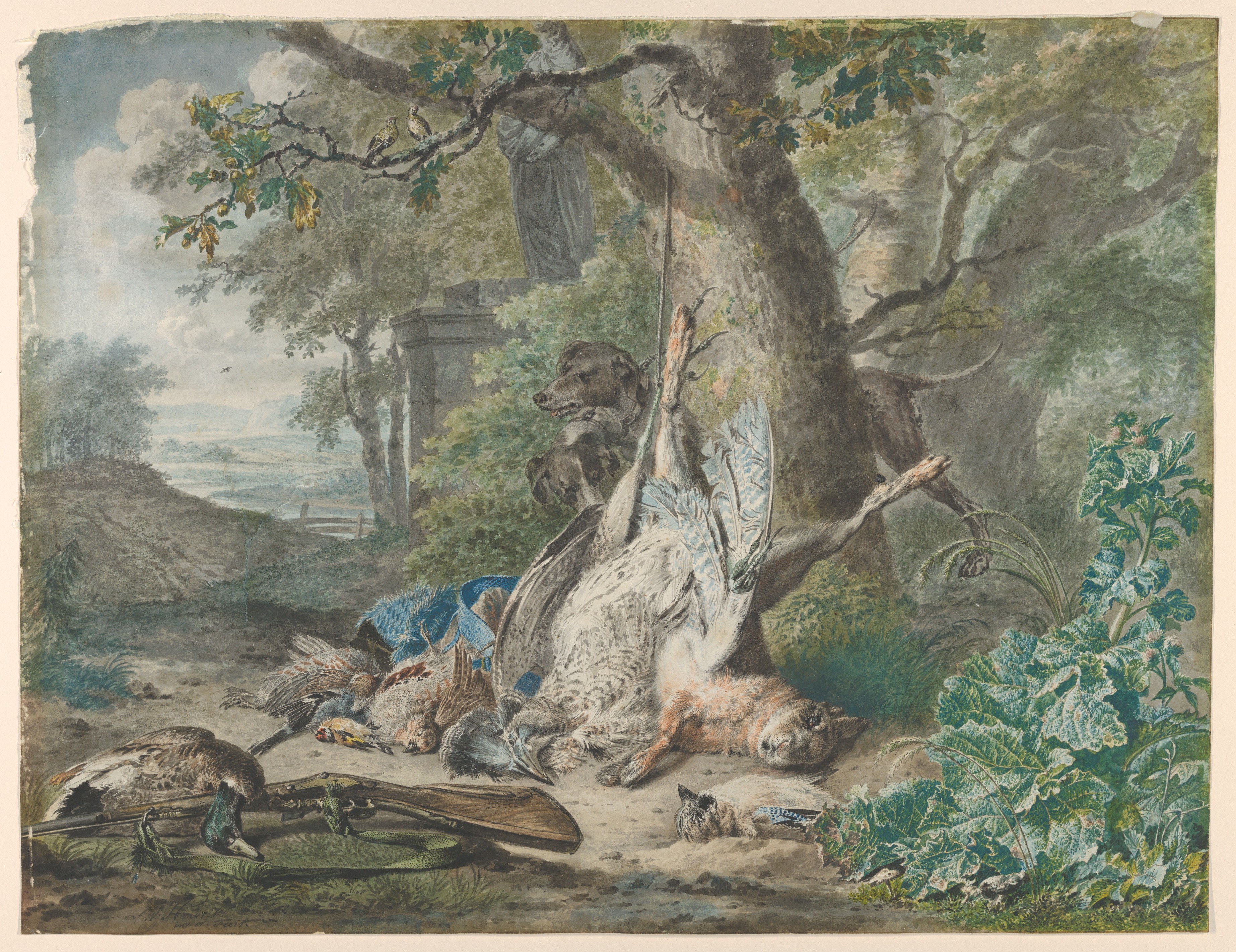 Still Life of Hunting Catch in Forest