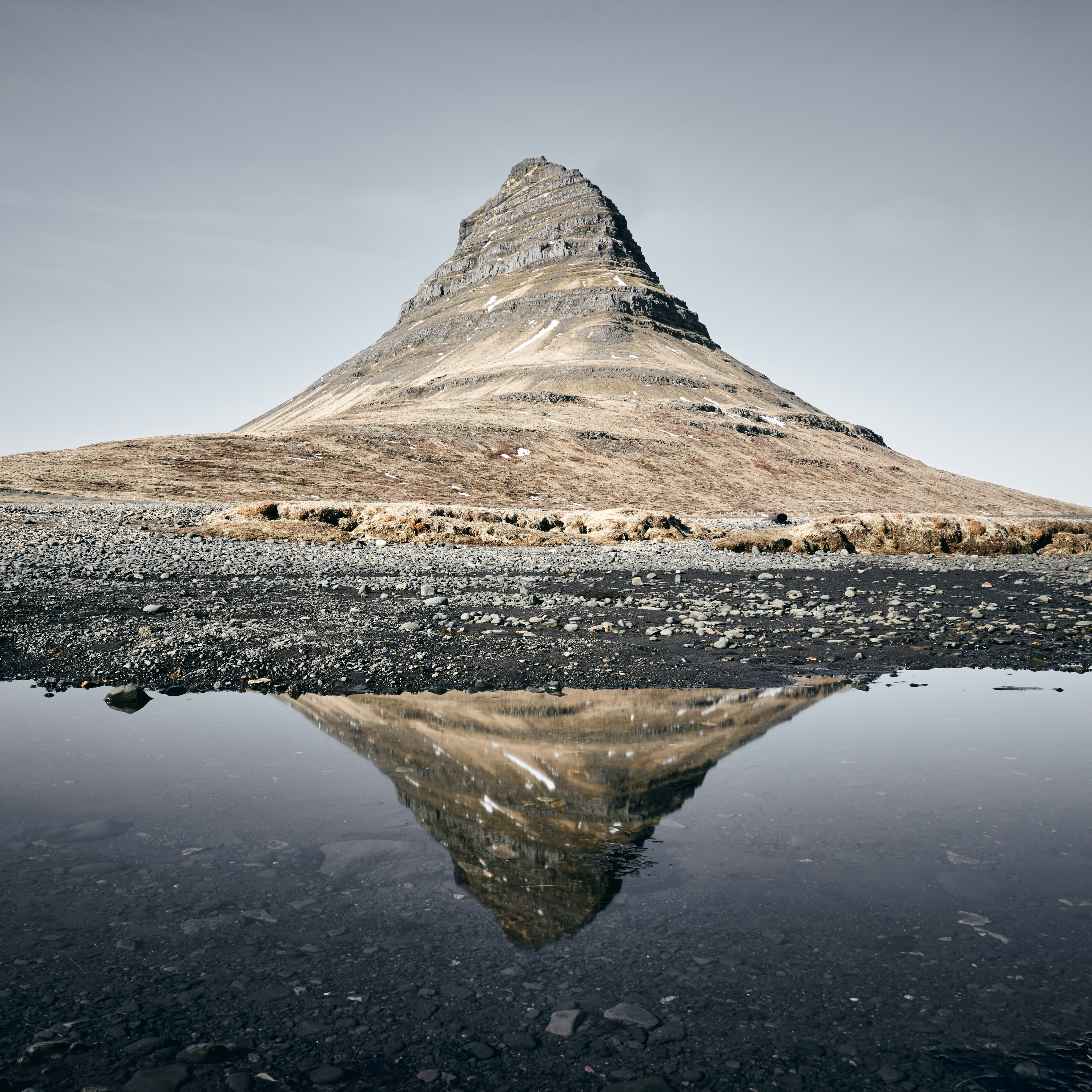Kirkjufell Mountain Water Reflection