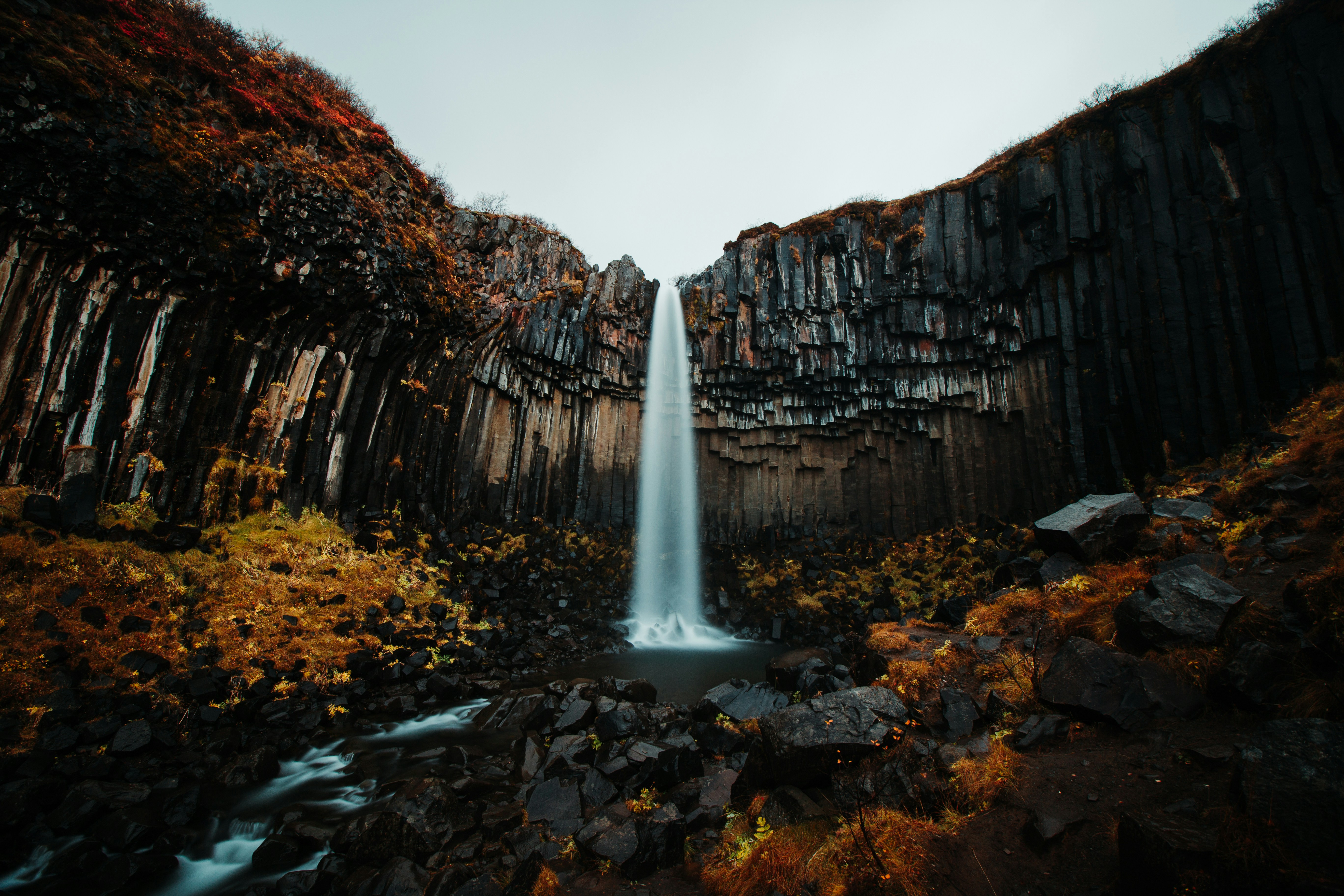 Waterfall in Autumn Basalt Canyon