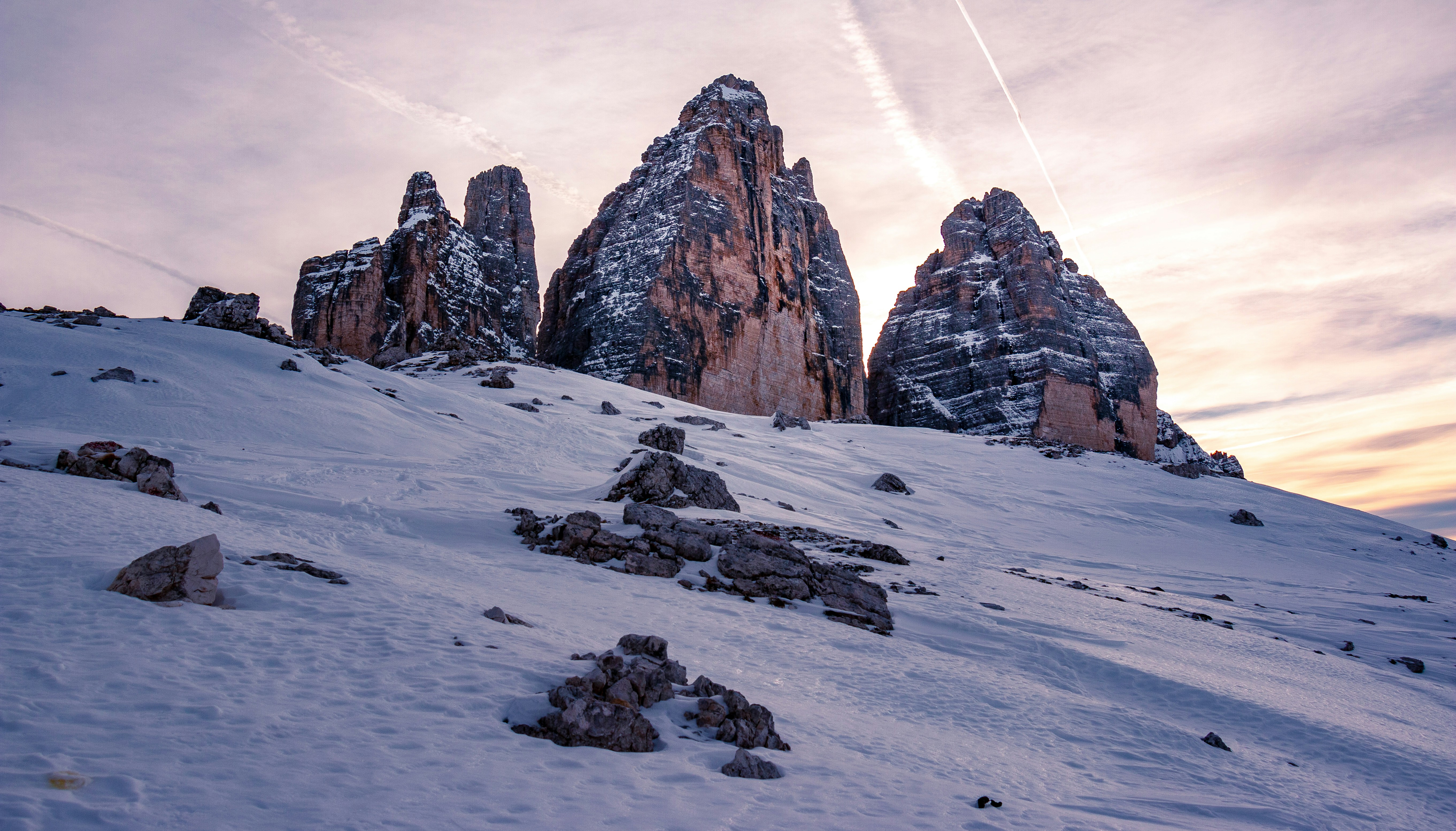 Snowy Three Peaks Mountain Landscape