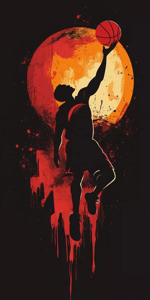 Basketball Player Layup Silhouette