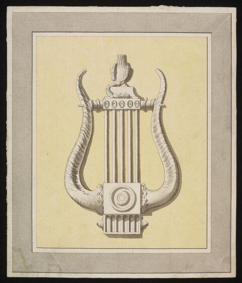 Architectural Lyre Ornament Drawing