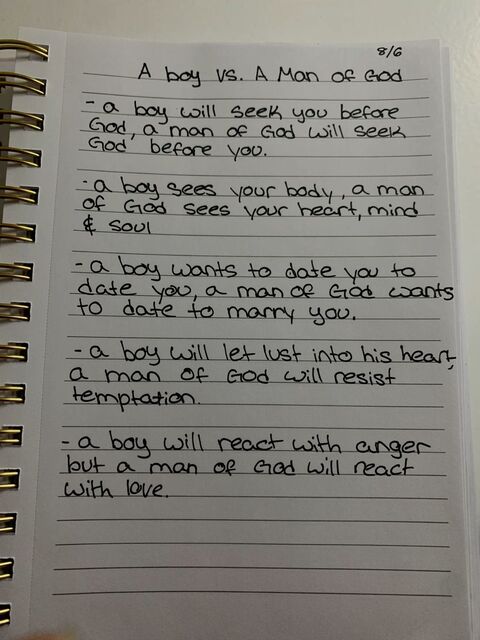Handwritten A Boy vs. A Man of God Notes