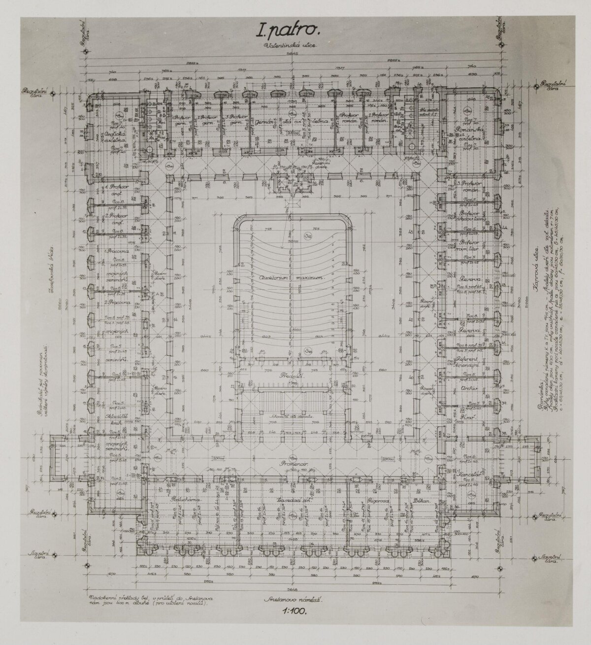 Vintage First Floor Architectural Blueprint