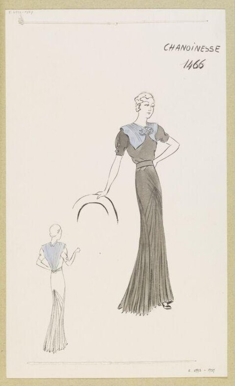 Vintage Gown Fashion Design Sketch