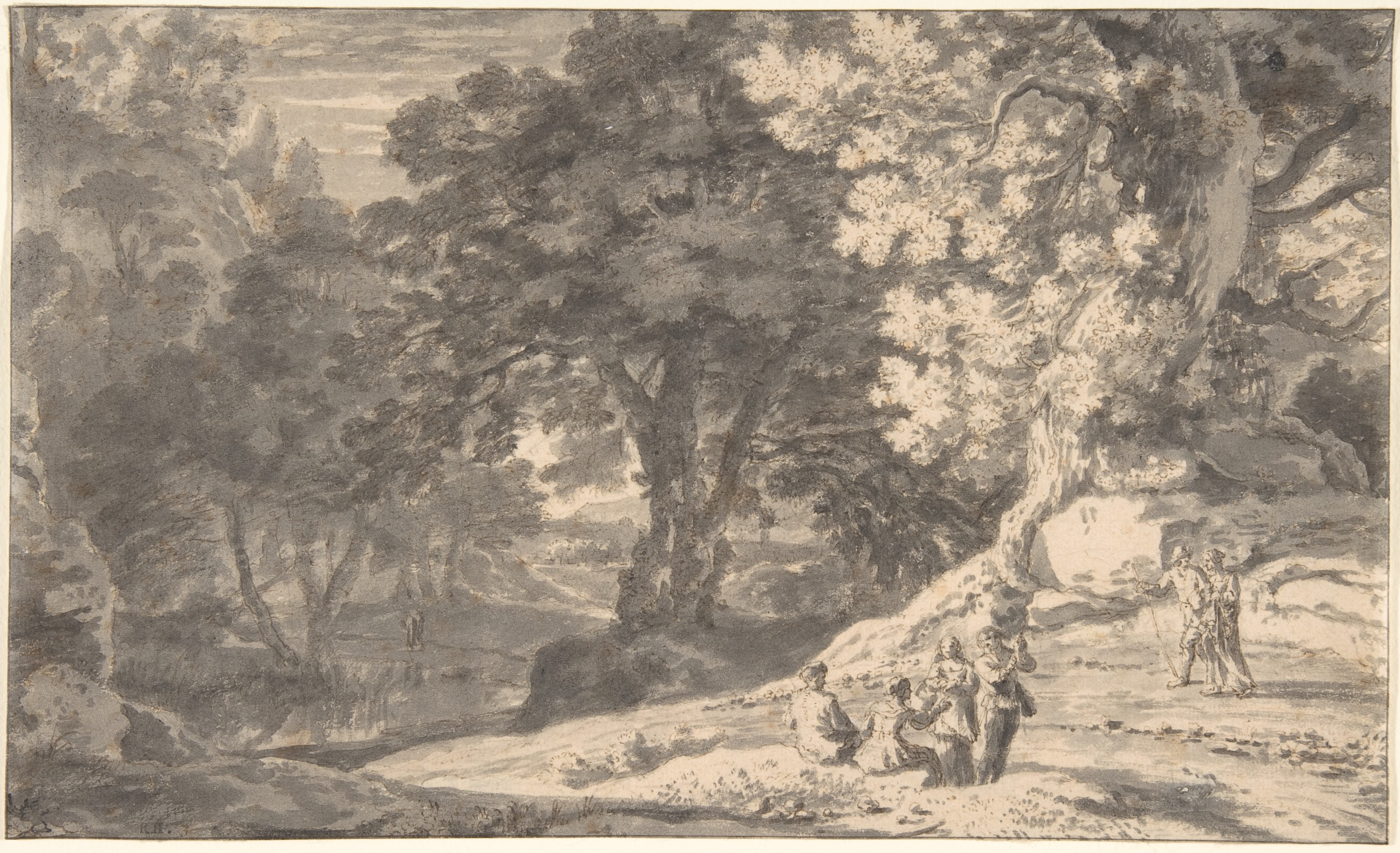 Wooded Landscape with Resting Travelers
