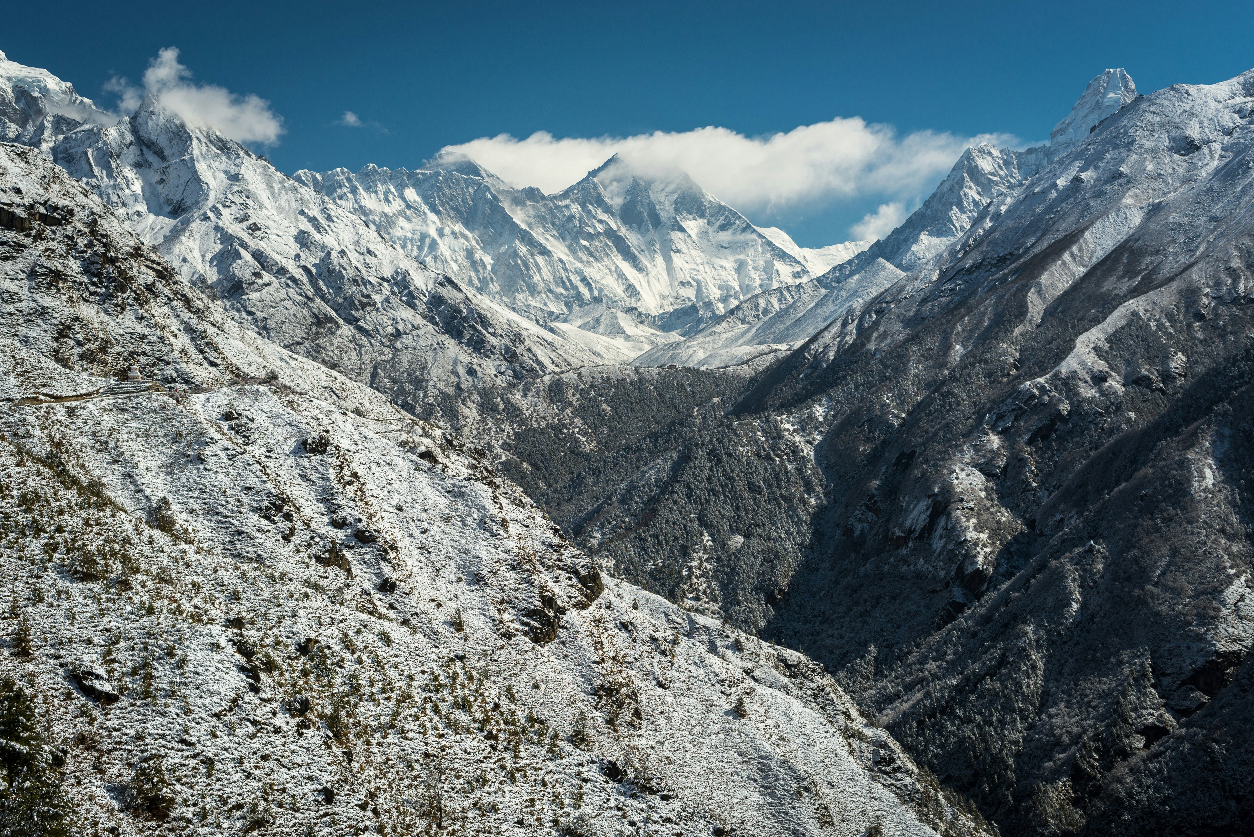 Snow-covered Everest Mountain Range