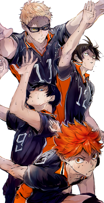 Four Haikyuu Volleyball Players