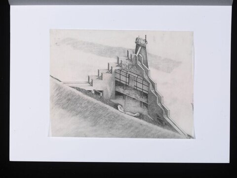 Pencil Sketch of Stepped Architecture