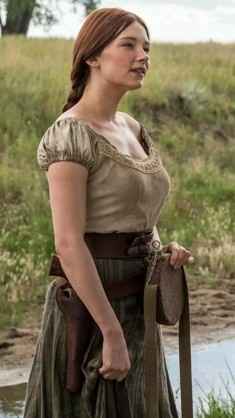 Frontier Woman By Grassy Stream