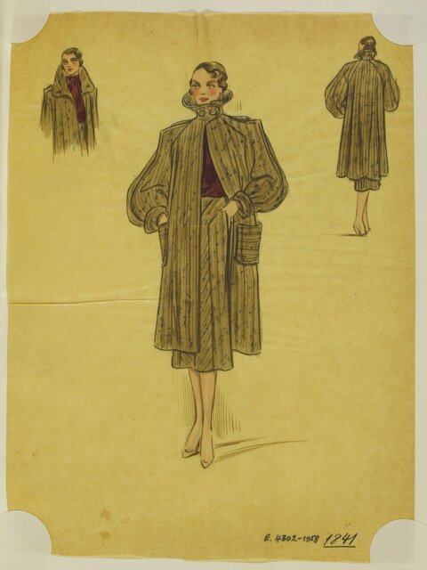 Vintage Women's Coat Fashion Sketch