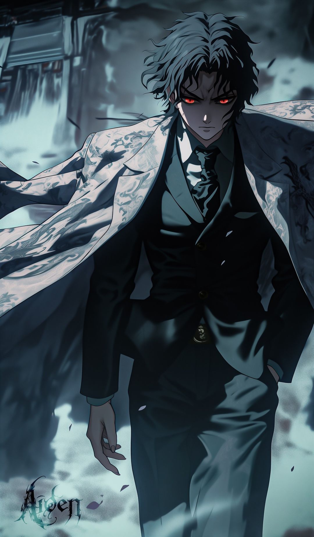 Anime Man With Glowing Red Eyes