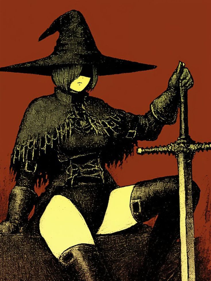 Seated Witch Holding Greatsword